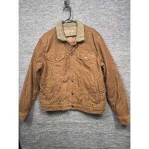 Gap Jacket Mens XL Brown Corduroy Sherpa Collar Lined Trucker Snap Bomber